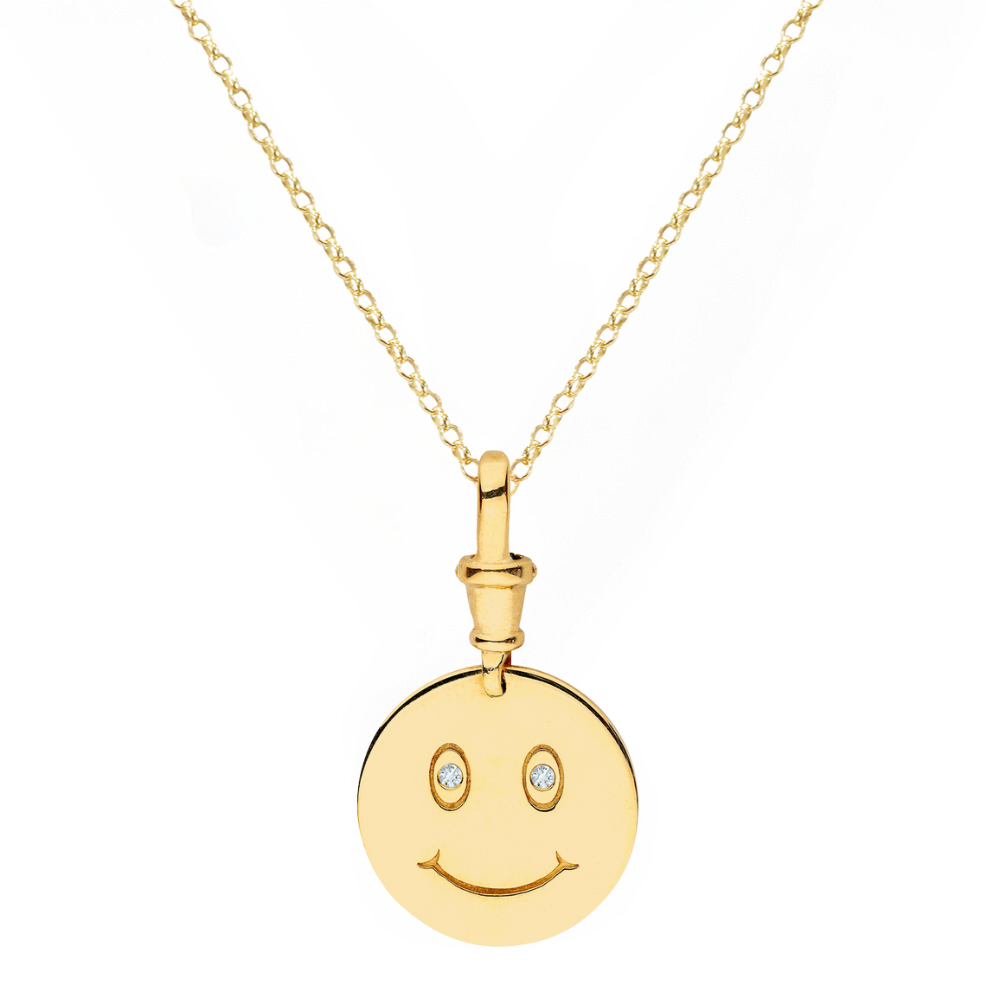 9ct Yellow Gold Smiley with Diamonds Small/Medium