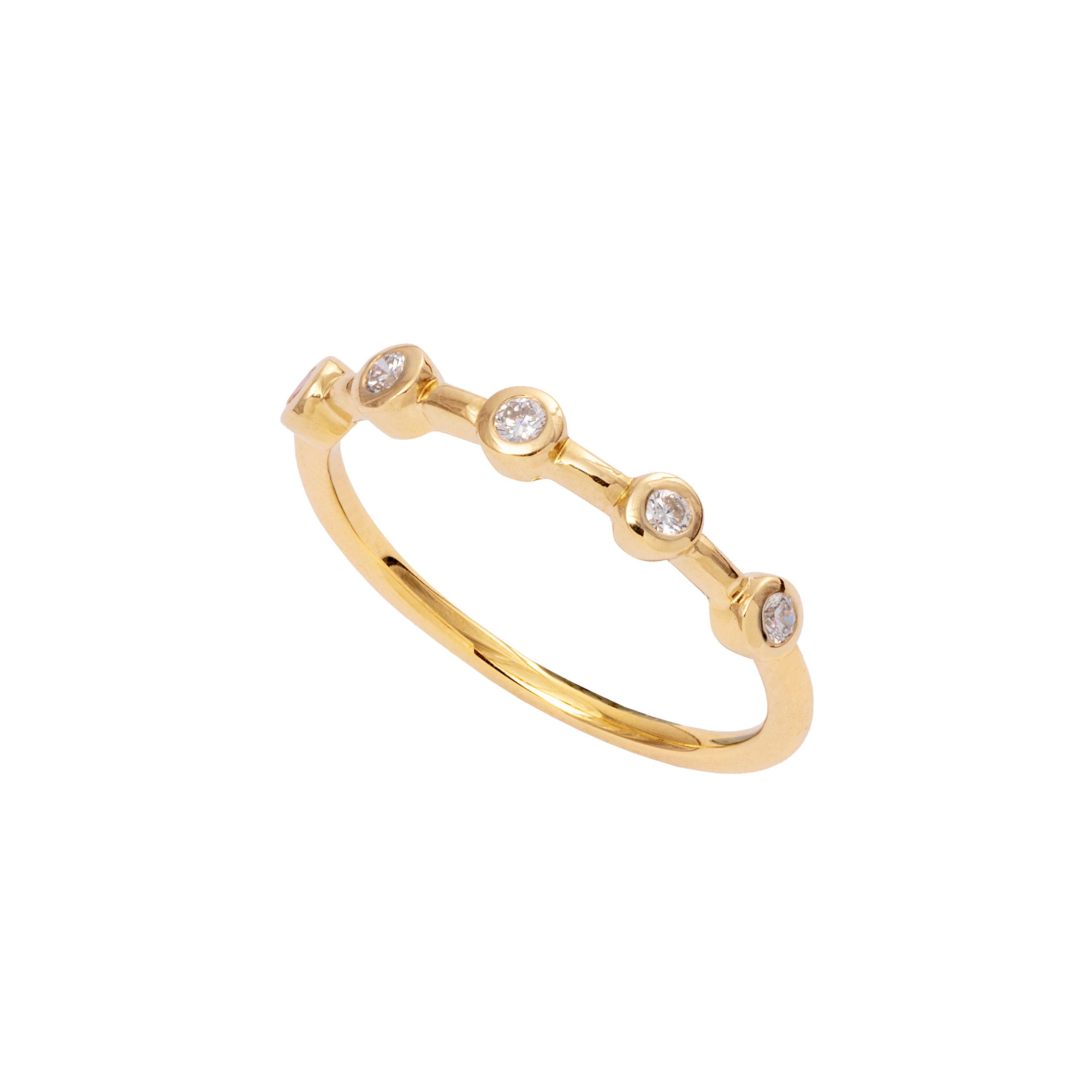 9ct Yellow Gold Stacking Ring with Round Diamonds