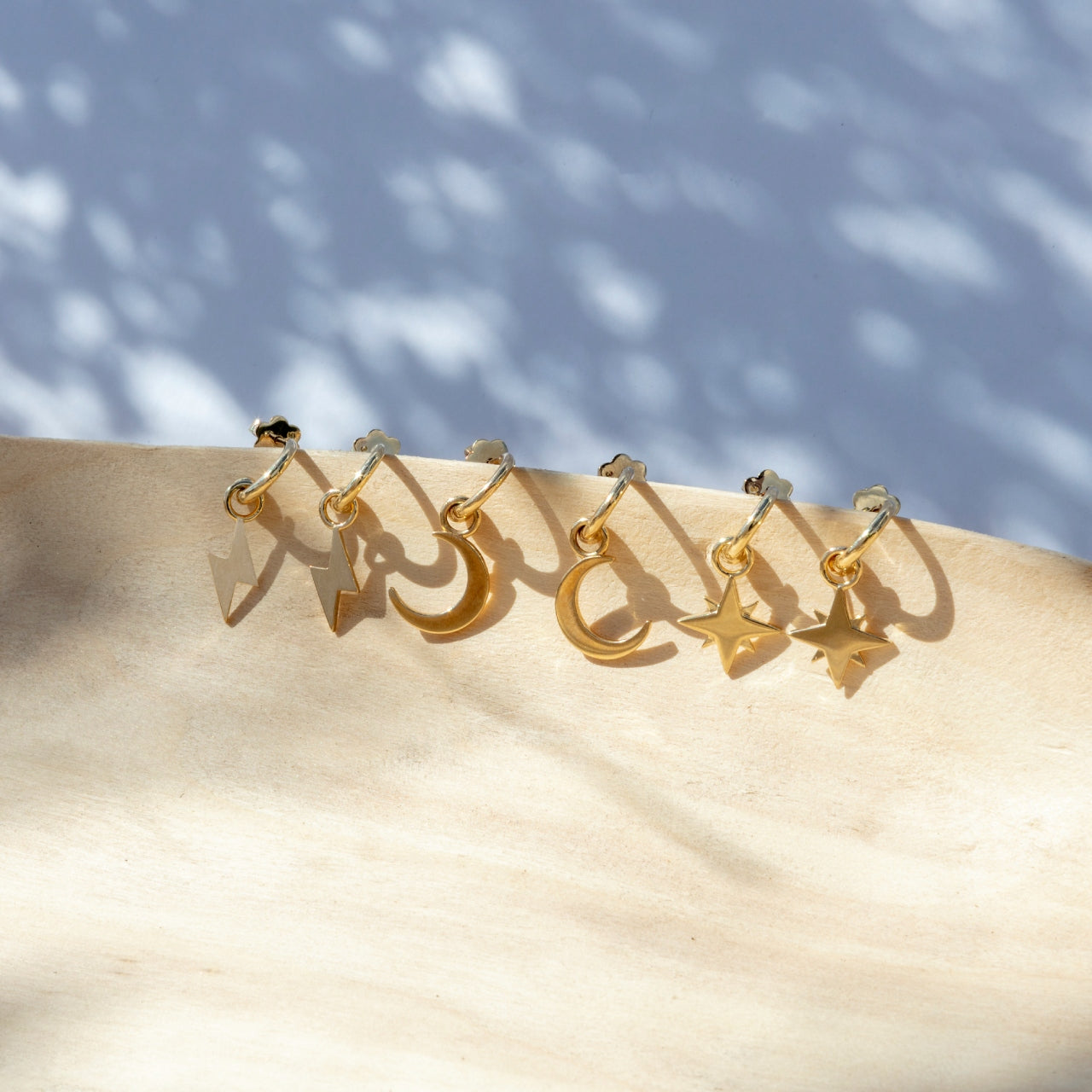 9ct Yellow Gold Earrings with Interchangeable Plain Half-Moon Drops