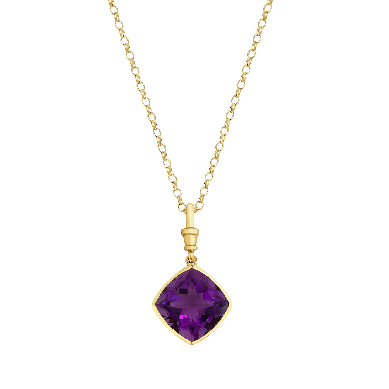 9ct Yellow Gold Single-Stone Amethyst Necklace