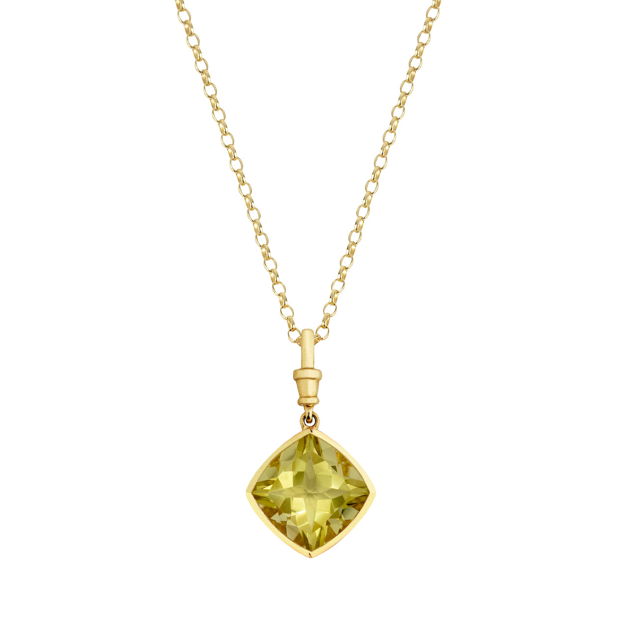 9ct Yellow Gold Single-Stone Lemon Quartz Necklace