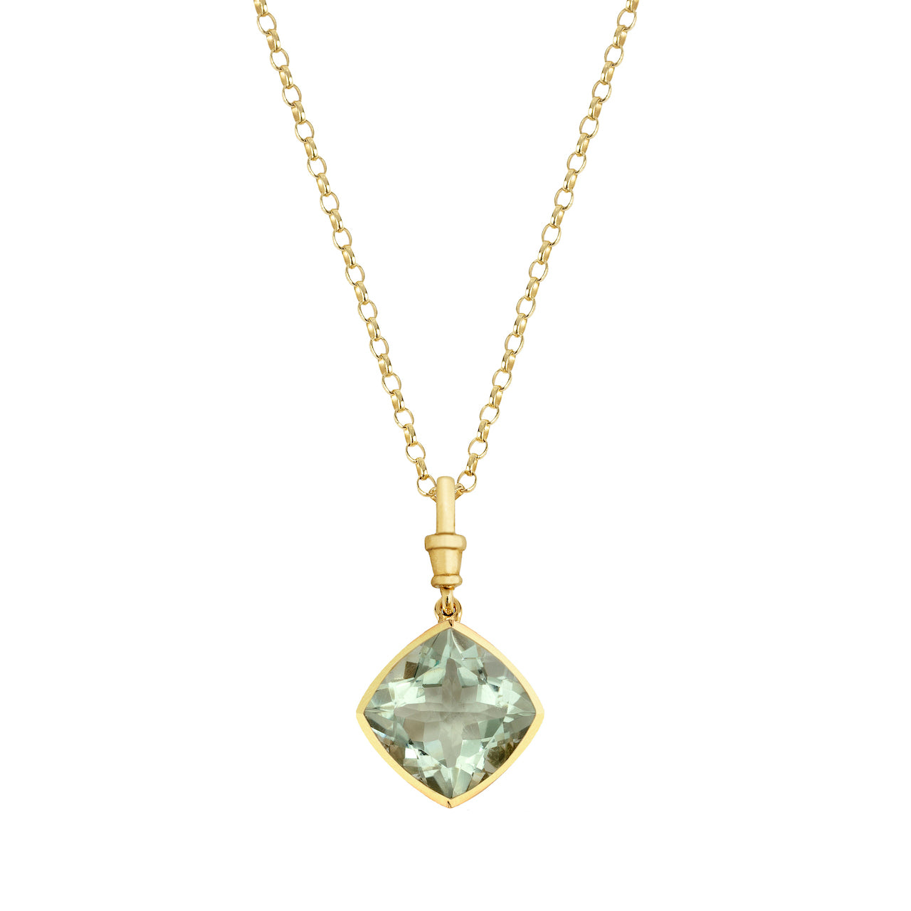 9ct Yellow Gold Single-Stone Green Quartz Necklace