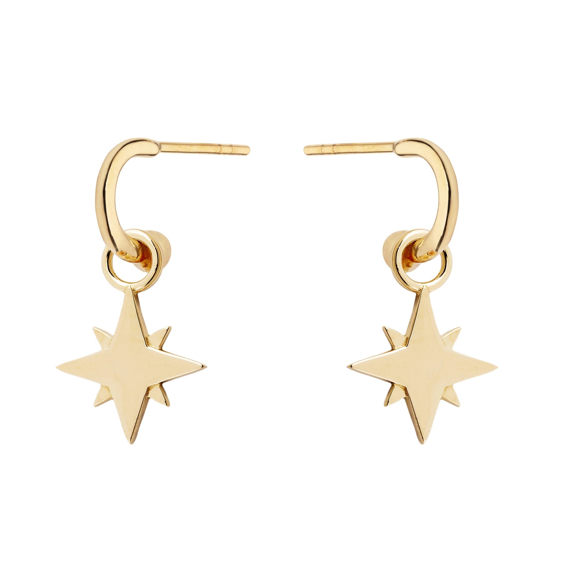 9ct Yellow Gold Earrings with Interchangeable Plain Star Drops