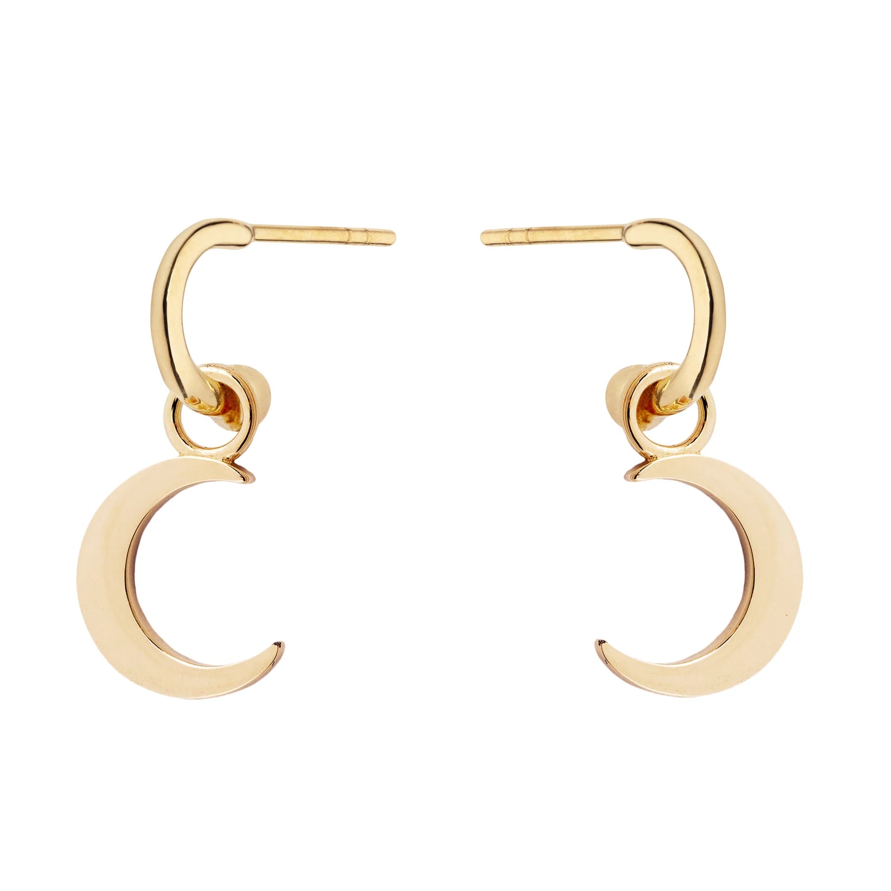 9ct Yellow Gold Earrings with Interchangeable Plain Half-Moon Drops