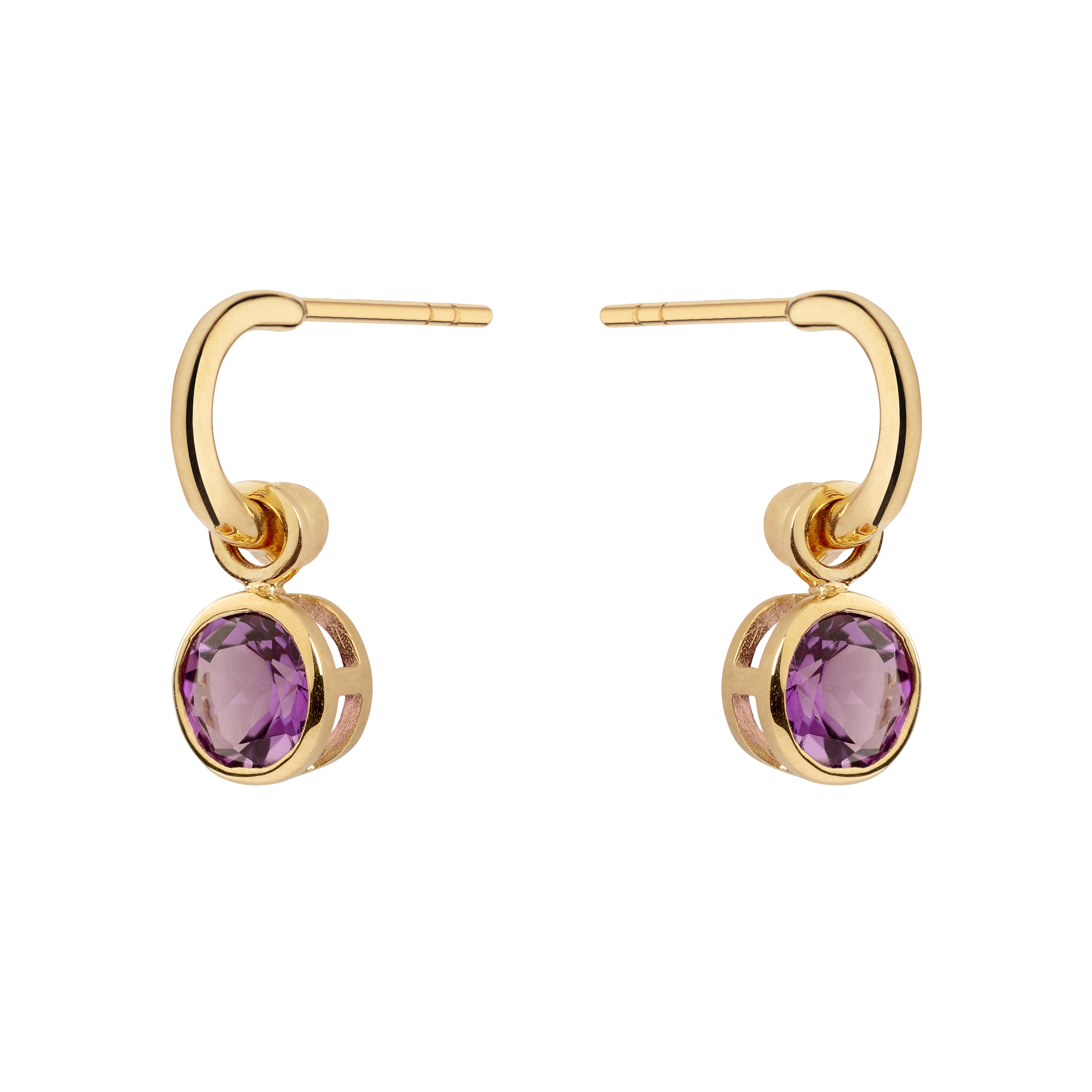 9ct Yellow Gold Earrings with Interchangeable Amethyst Round Drops