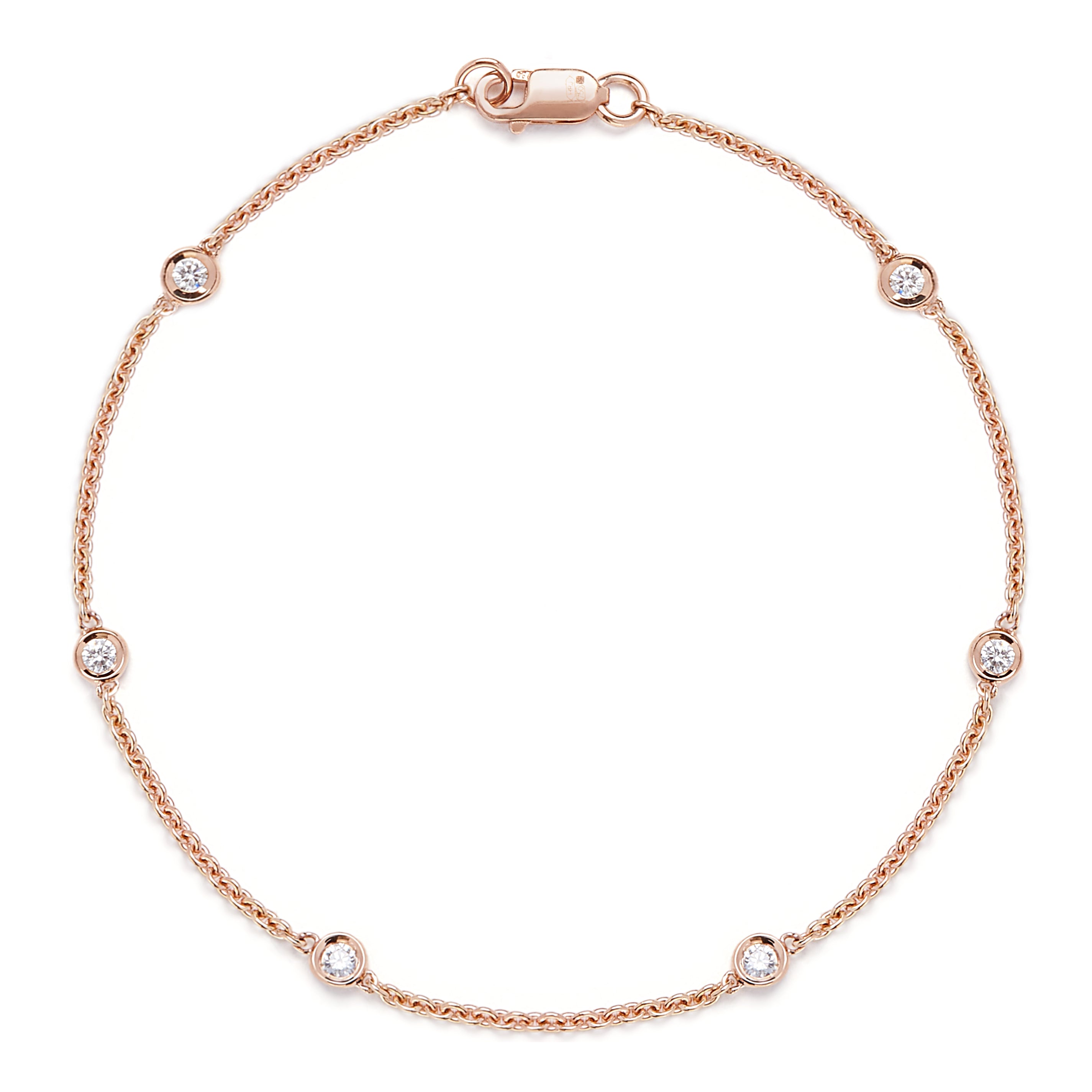 18ct Rose Gold Chain Bracelet with Spectacle-Set Diamond