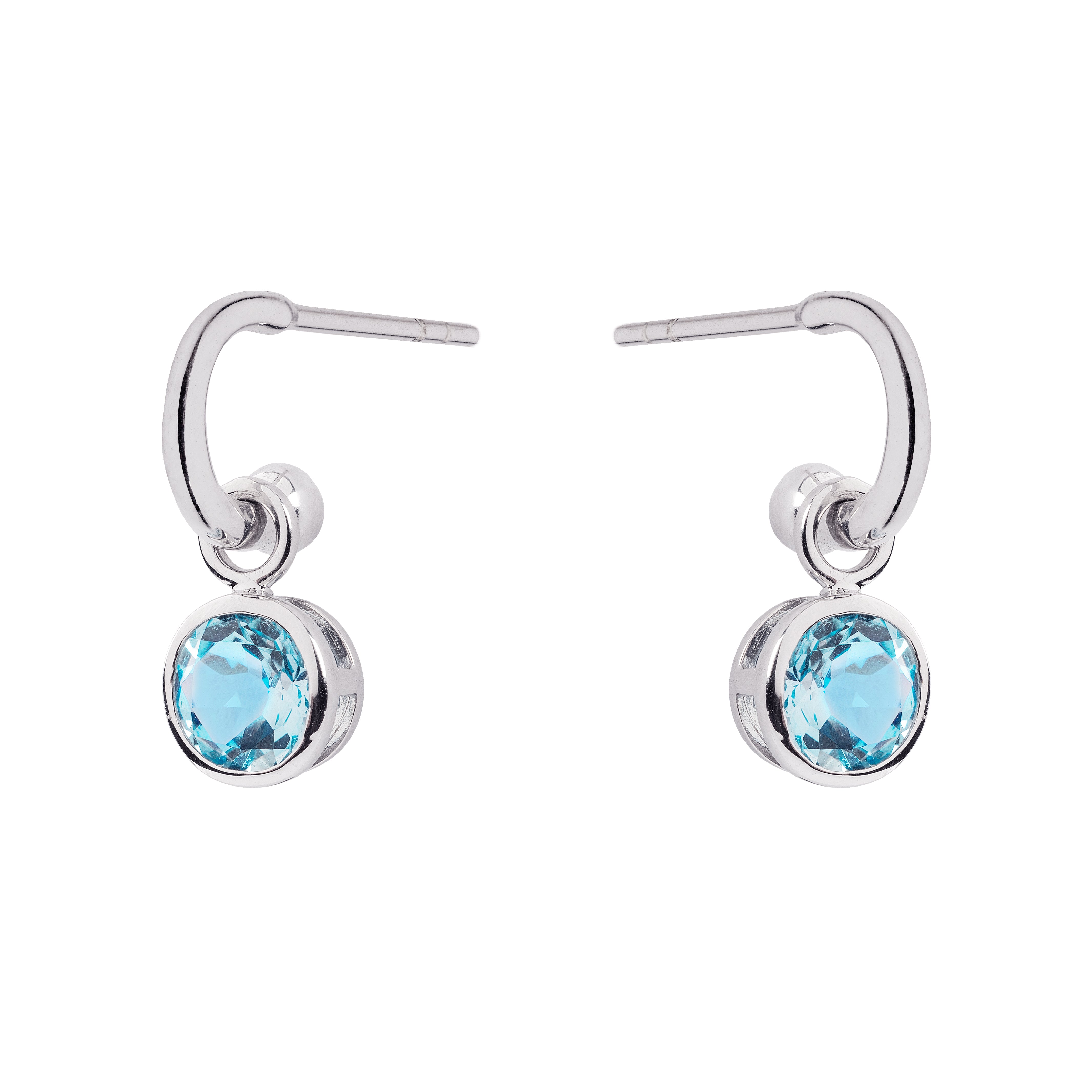 9ct White Gold Earrings with Interchangeable Blue Topaz Round Drops