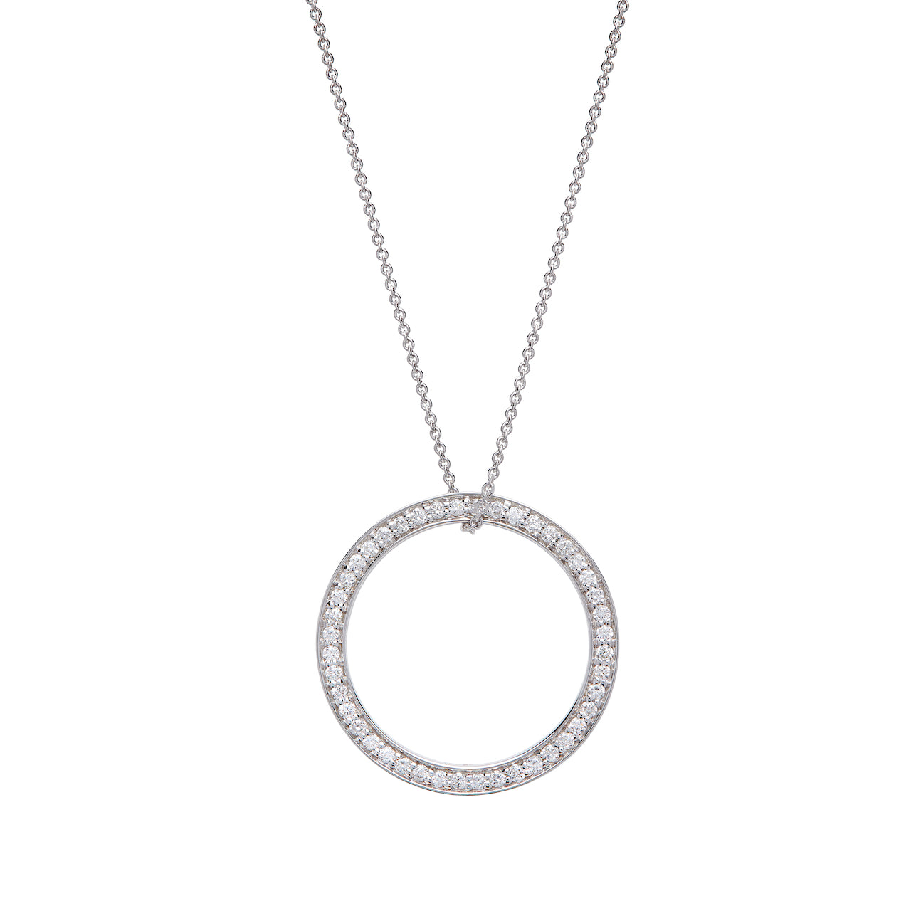 White Gold Circle of Life Necklace with Diamond