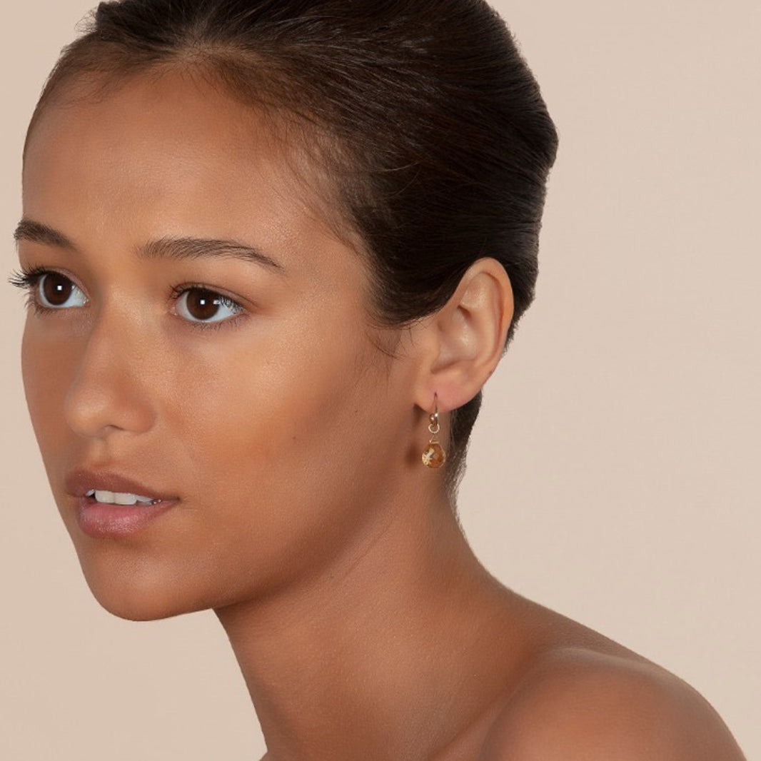 9ct Yellow Gold Earrings with Interchangeable Citrine Briolette Drops