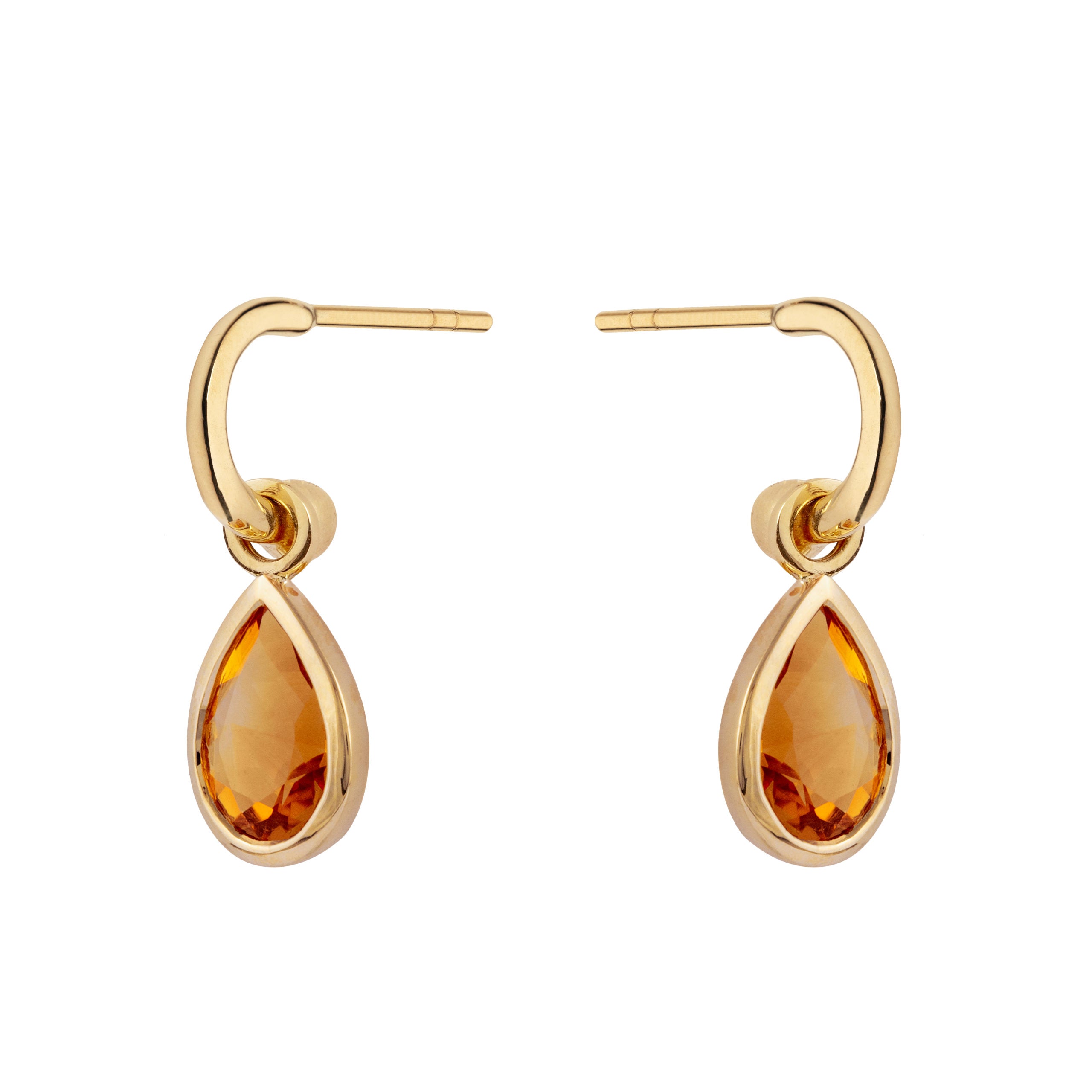 9ct Yellow Gold Hoop Earrings with Detachable Citrine Pear Drops