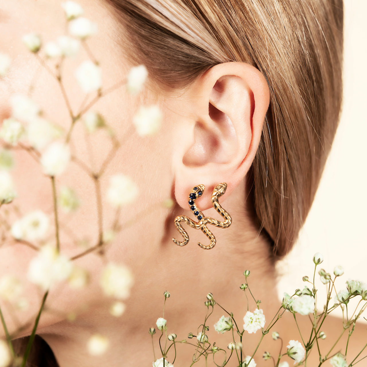 9ct Yellow Gold Plain Snake Earrings