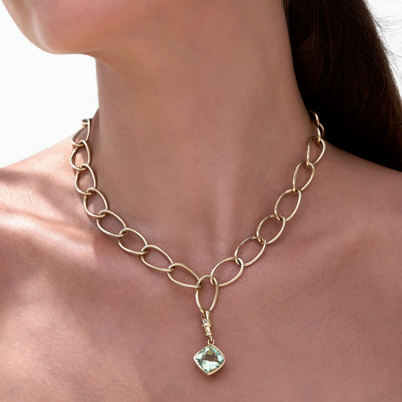9ct Yellow Gold Single-Stone Pink Amethyst Necklace