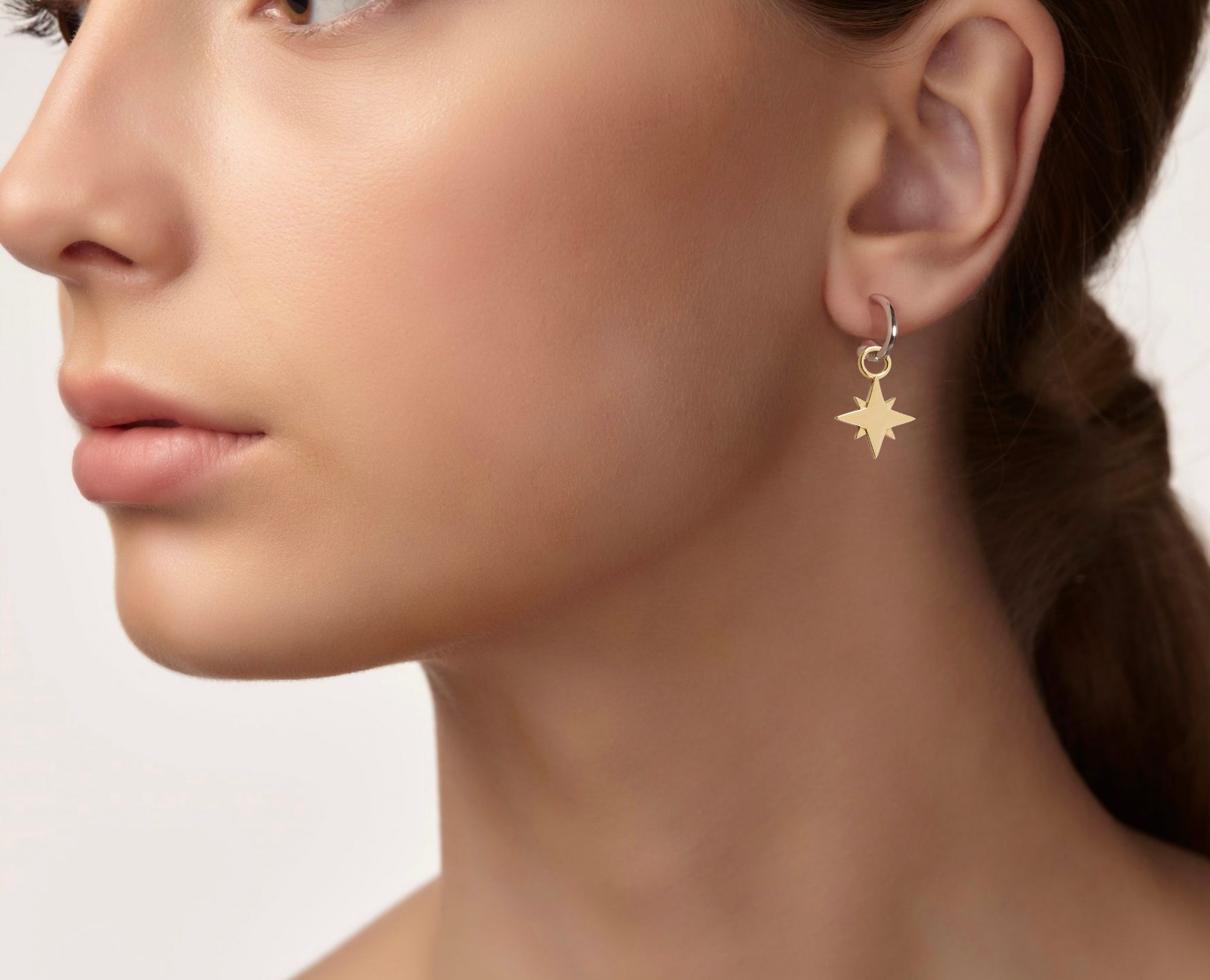 9ct Yellow Gold Earrings with Interchangeable Plain Star Drops
