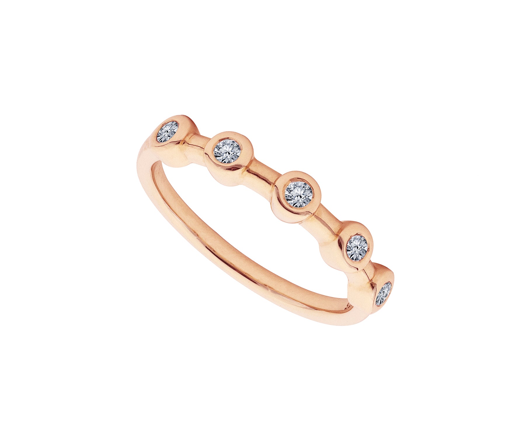 9ct Rose Gold Stacking Ring with Round Diamonds