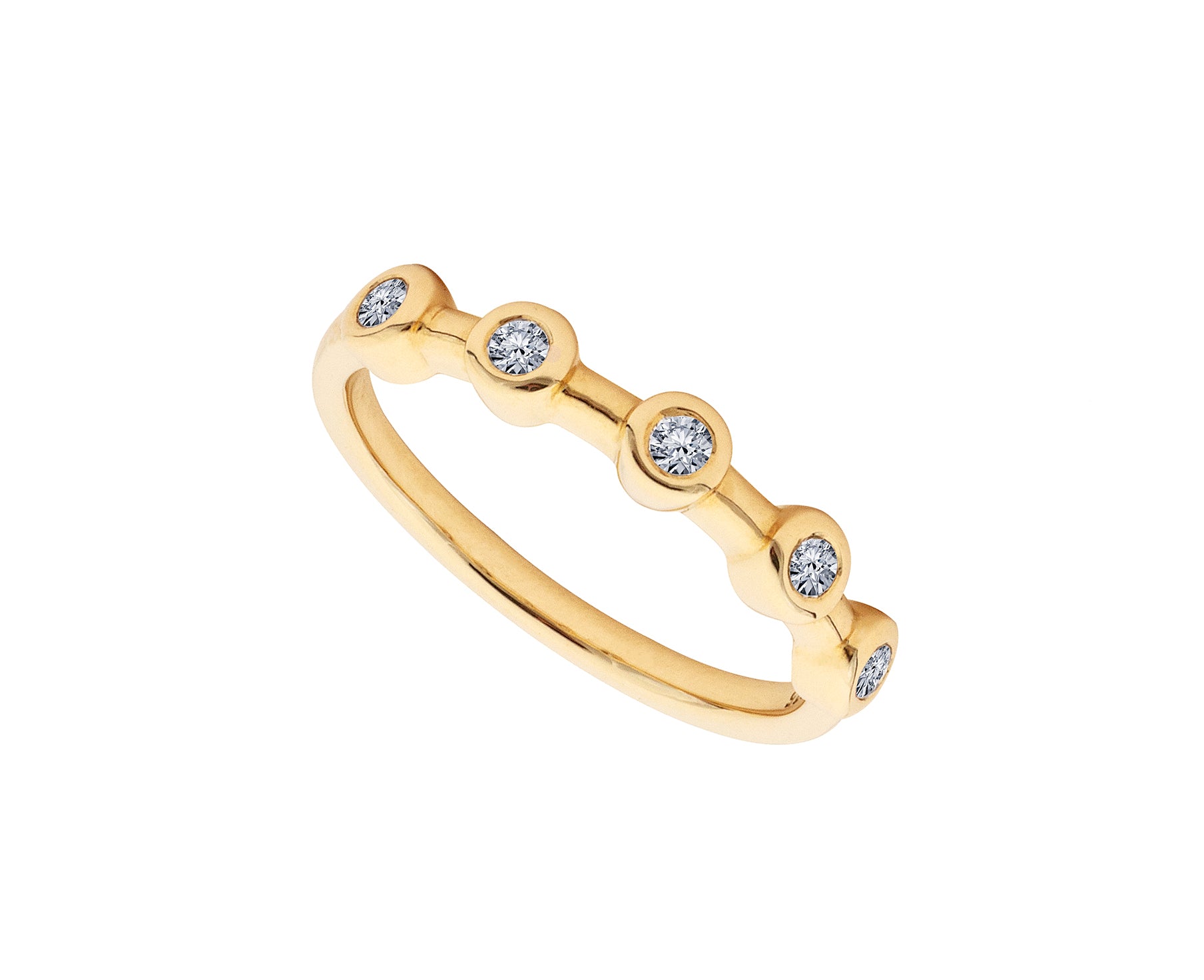 9ct Yellow Gold Stacking Ring with Round Diamonds