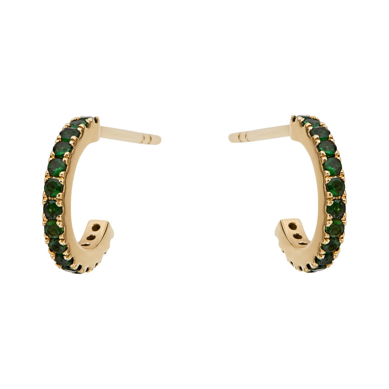 9ct Yellow Gold Hoop Earrings Pavé-set with Tsavorite