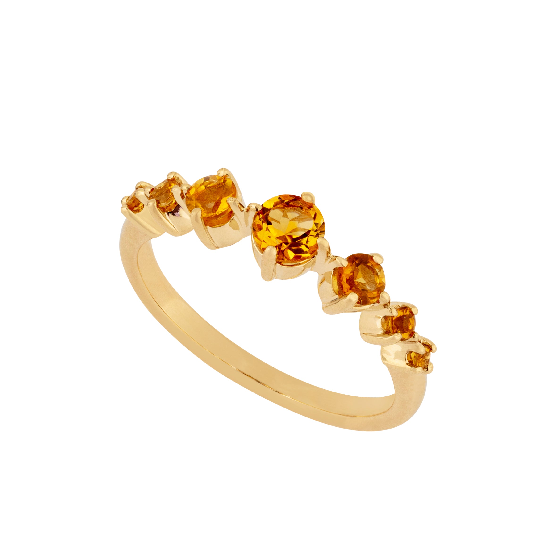 9ct Yellow Gold Seven-Stone Claw-Set Citrine Ring