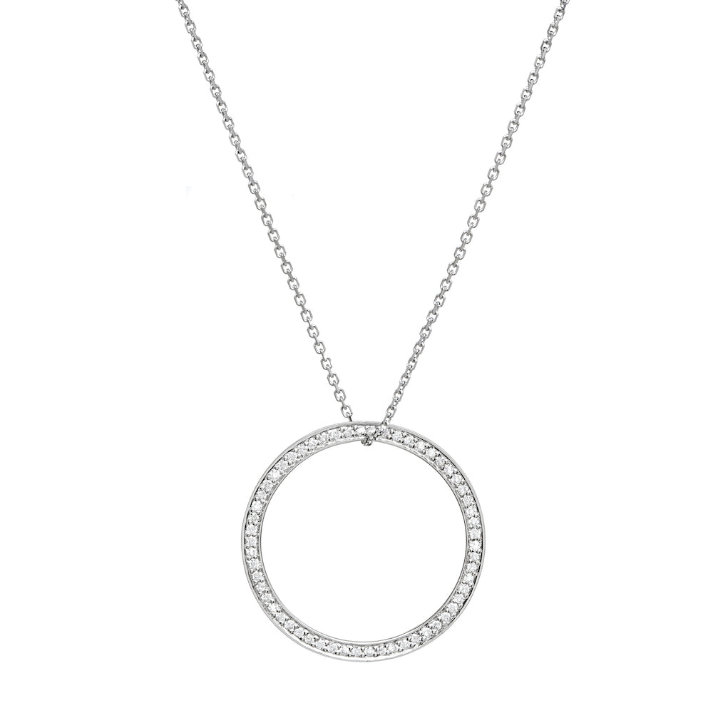 White Gold Circle of Life Necklace with Diamond