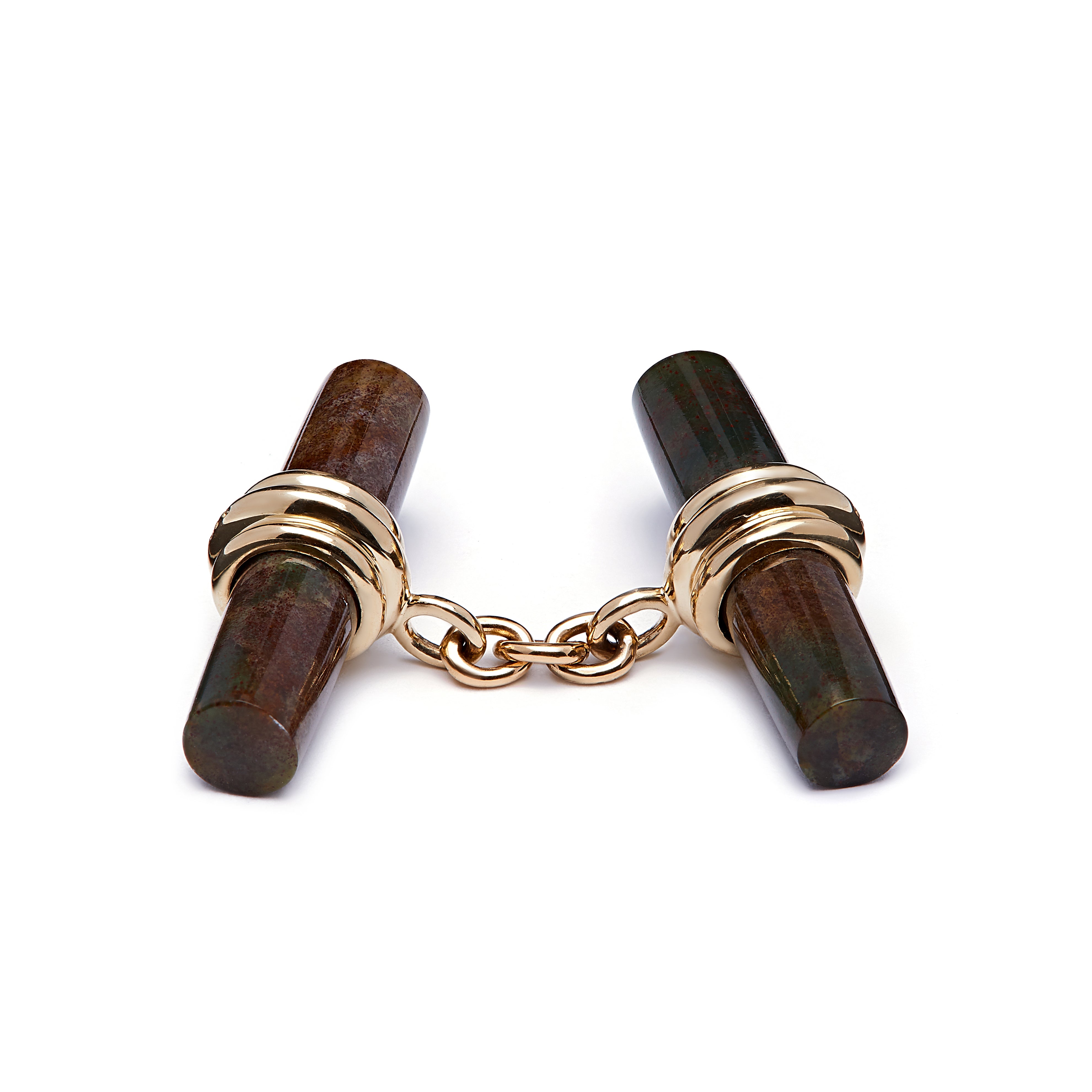 9ct Yellow Gold Bloodstone Bar Cufflinks