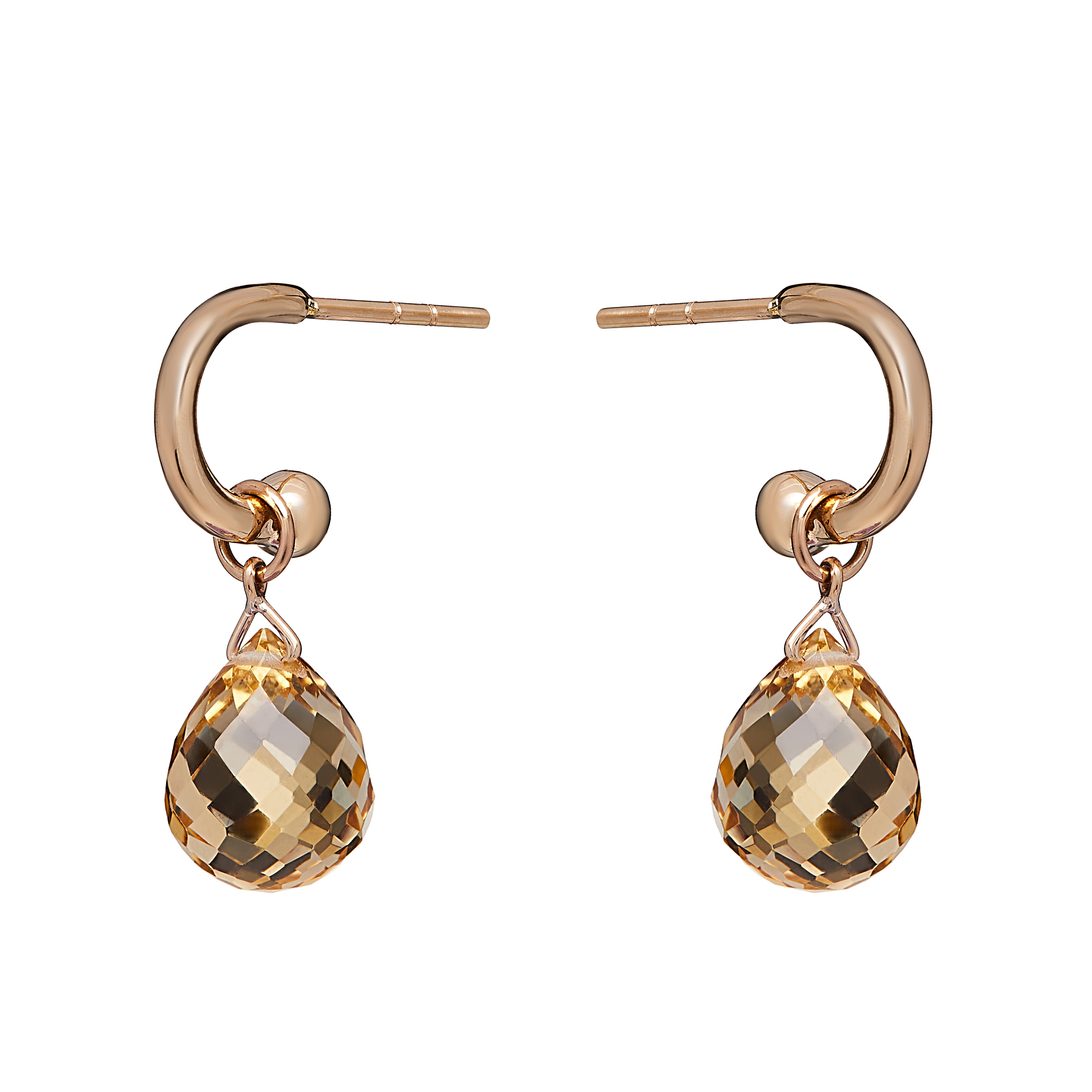 9ct Yellow Gold Earrings with Interchangeable Citrine Briolette Drops