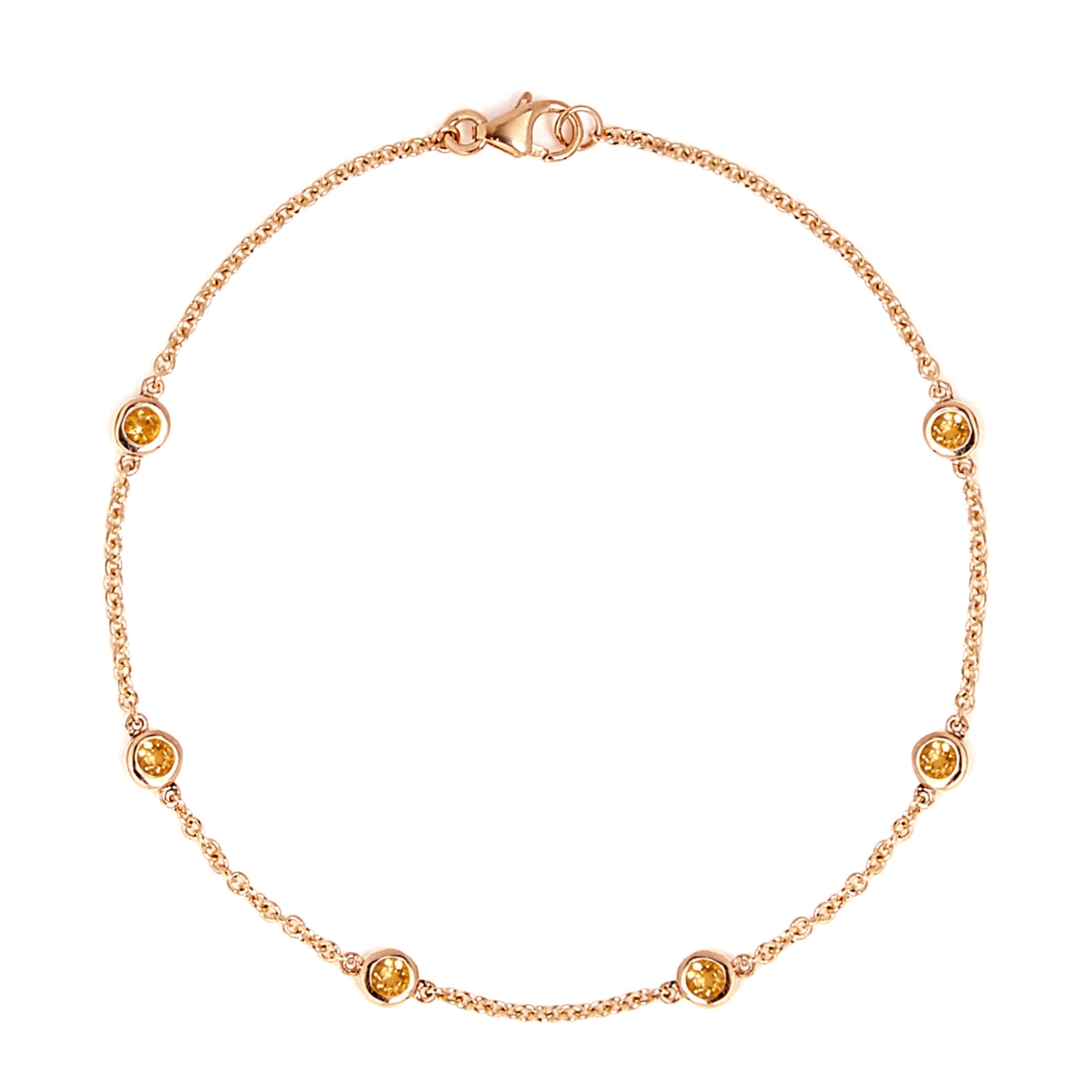 9ct Yellow Gold Chain Bracelet with Spectacle-Set Citrine