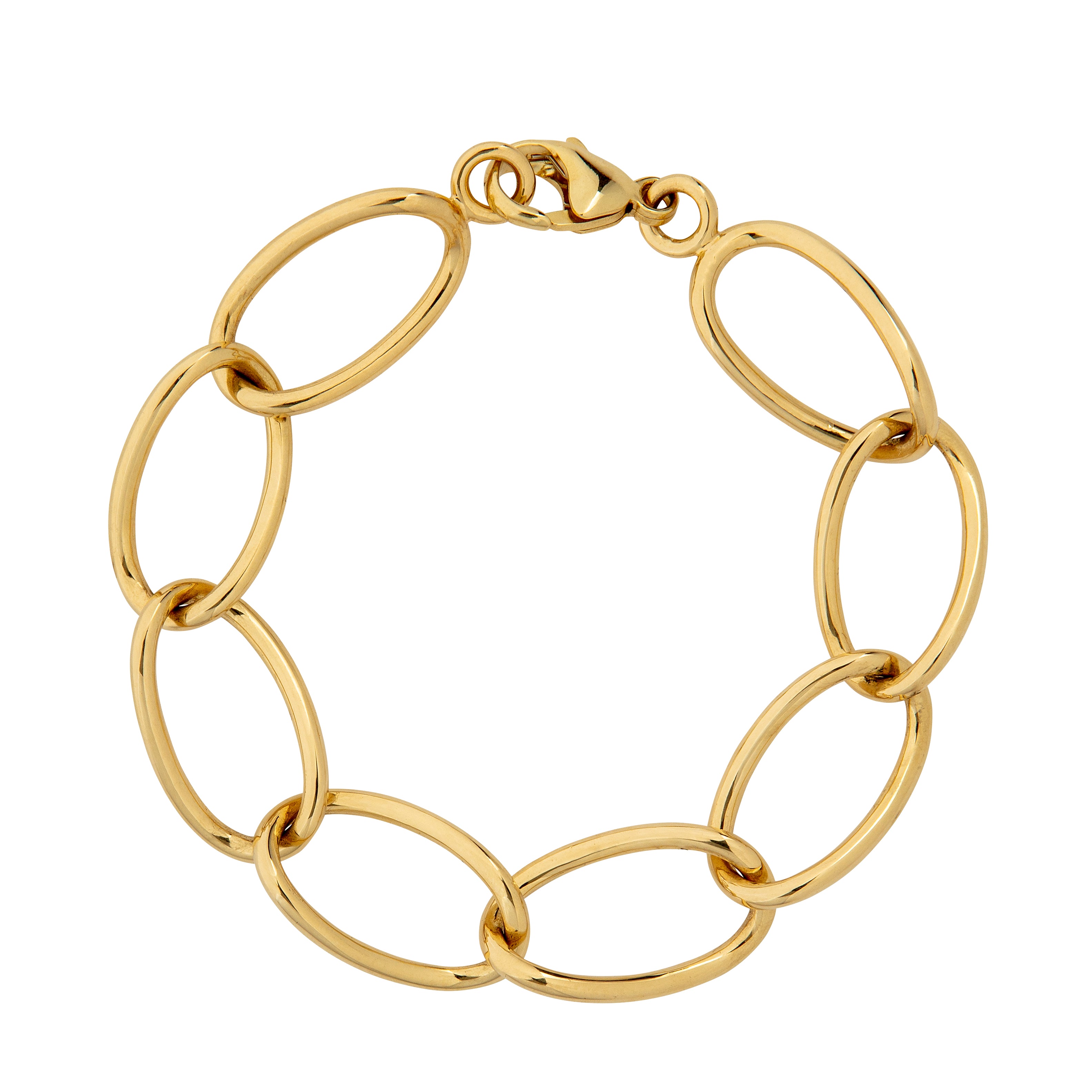 9ct Yellow Gold Large Oval Link Bracelet with Lobster Clasp