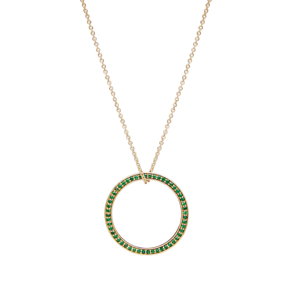 Yellow Gold Circle of Life Necklace with Tsavorite