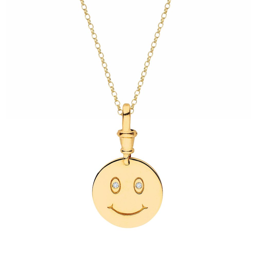 9ct Yellow Gold Smiley Pendant with Diamonds Small/Medium