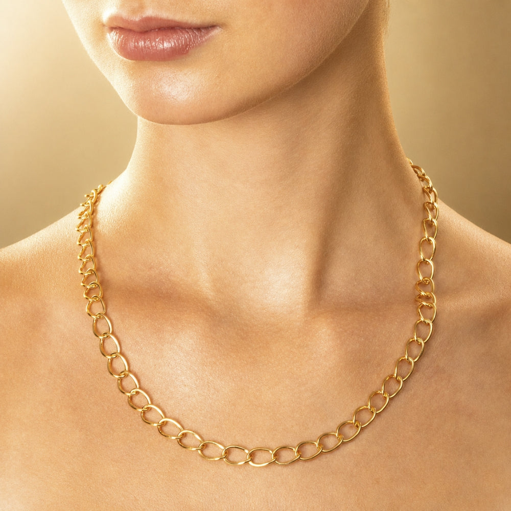 Adjustable Gold-Plated Small Oval Link Necklace