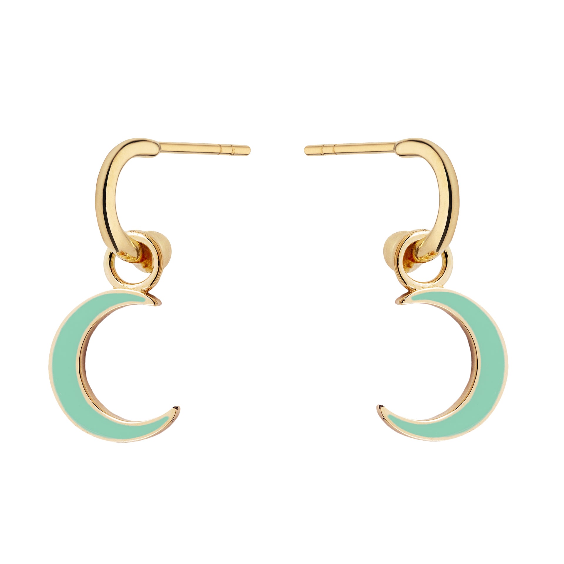 9ct Yellow Gold Mint Green Enamelled Half-Moon Charms