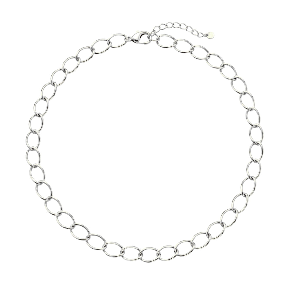Adjustable Sterling Silver Small Oval Link Necklace