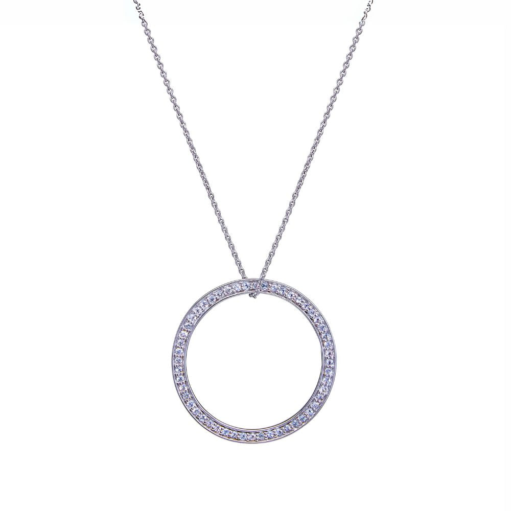 White Gold Circle of Life Pendant Pavé-Set with Sky Blue Topaz