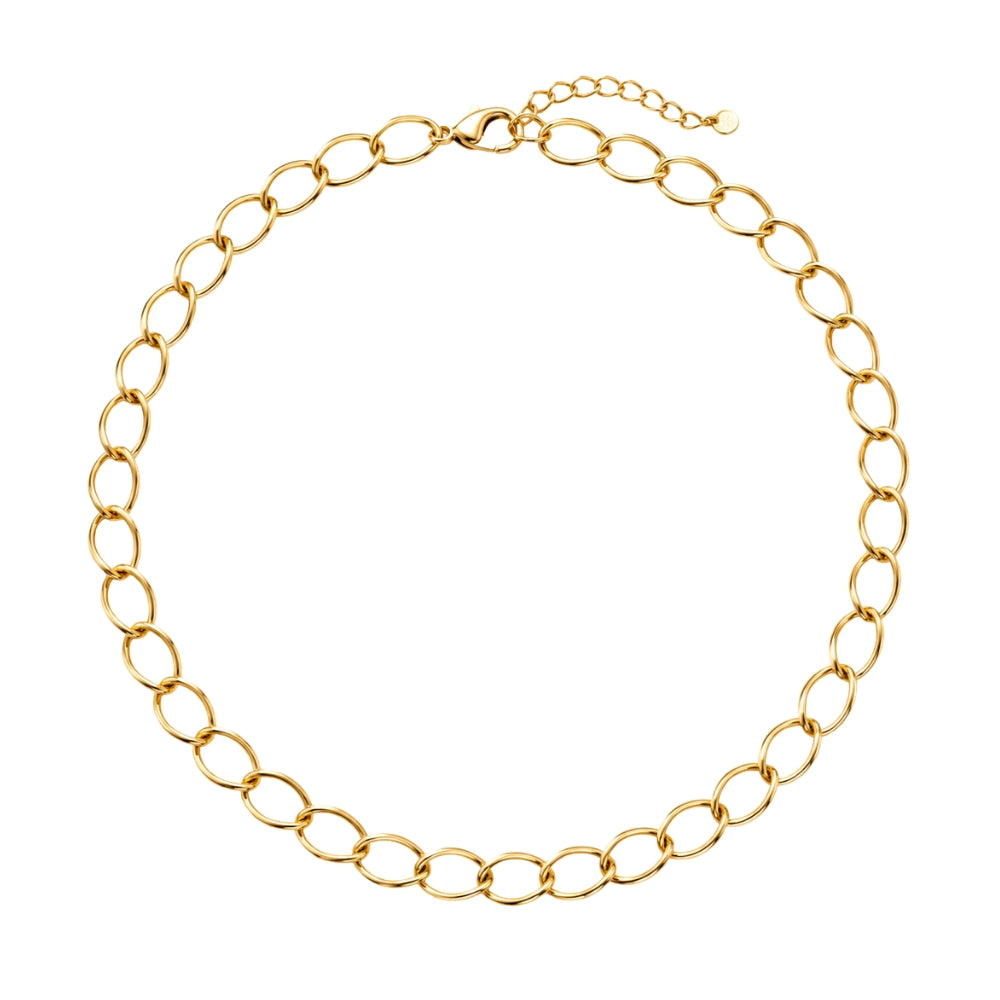Adjustable Gold-Plated Small Oval Link Necklace