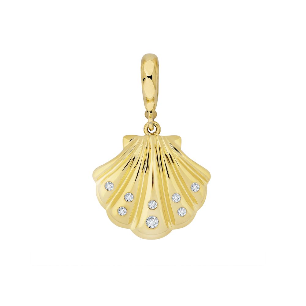 9ct Yellow Gold Shell Necklace With Diamonds - Connector Loop (Small/Large)