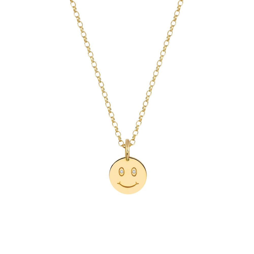 9ct Yellow Gold Smiley Pendant with Diamonds Small/Medium