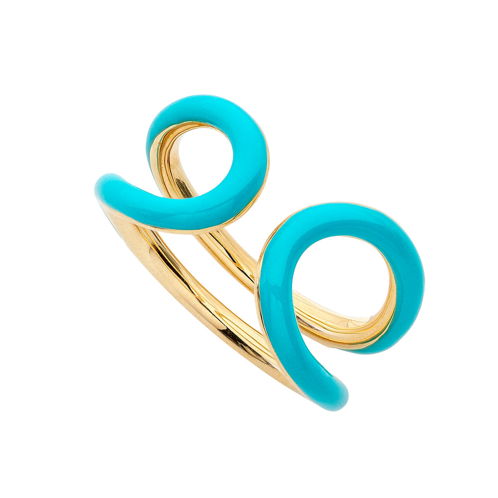 9ct Yellow Gold Oval Ring with Turquoise Enamel
