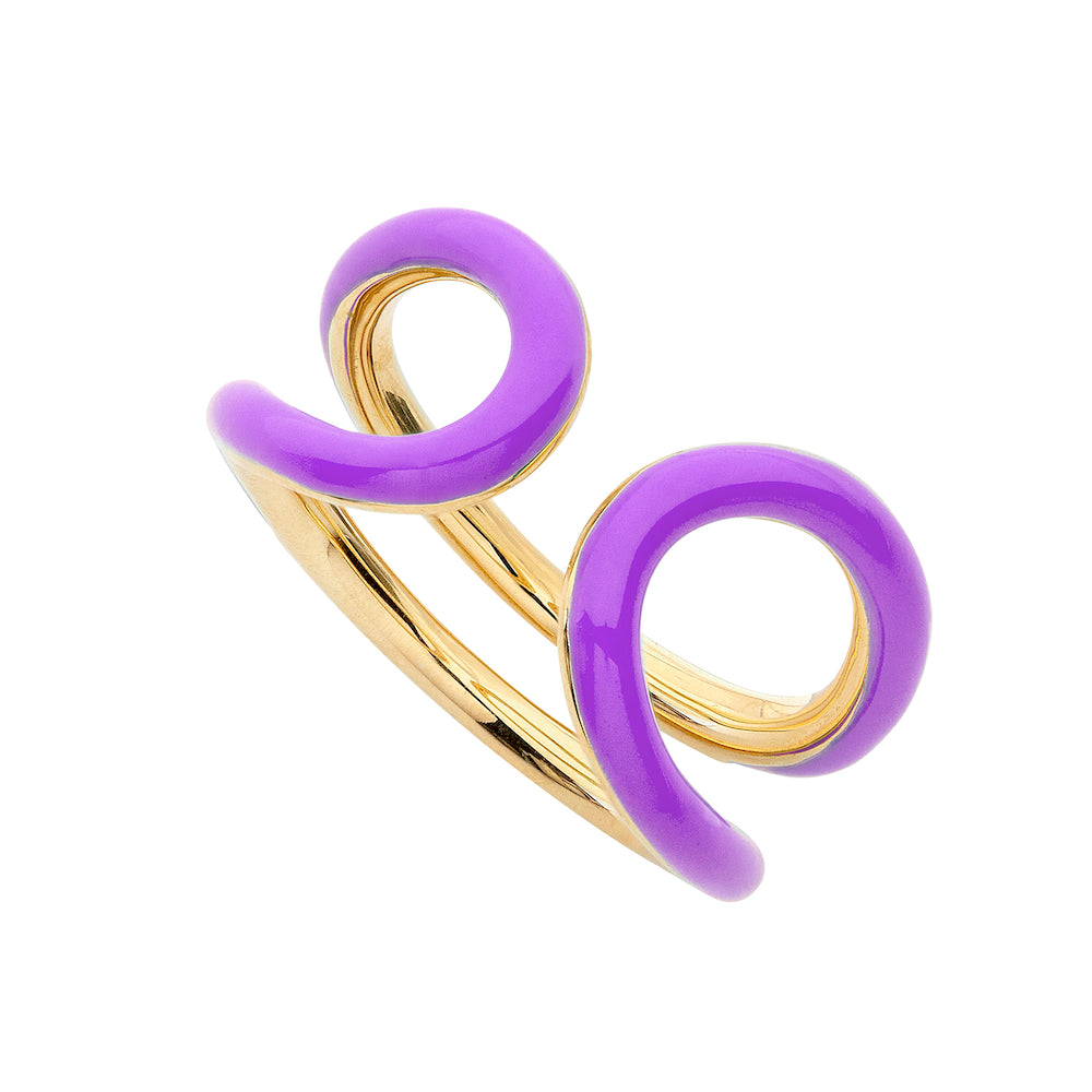 9ct Yellow Gold Oval Ring with Purple Enamel