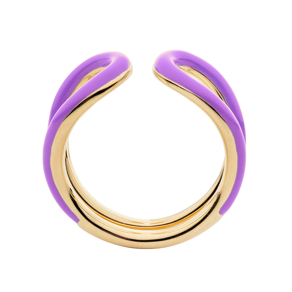 9ct Yellow Gold Oval Ring with Purple Enamel