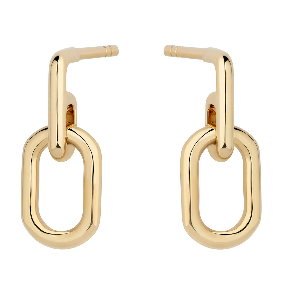 9ct Yellow Gold Small Oval Link Drop Earrings
