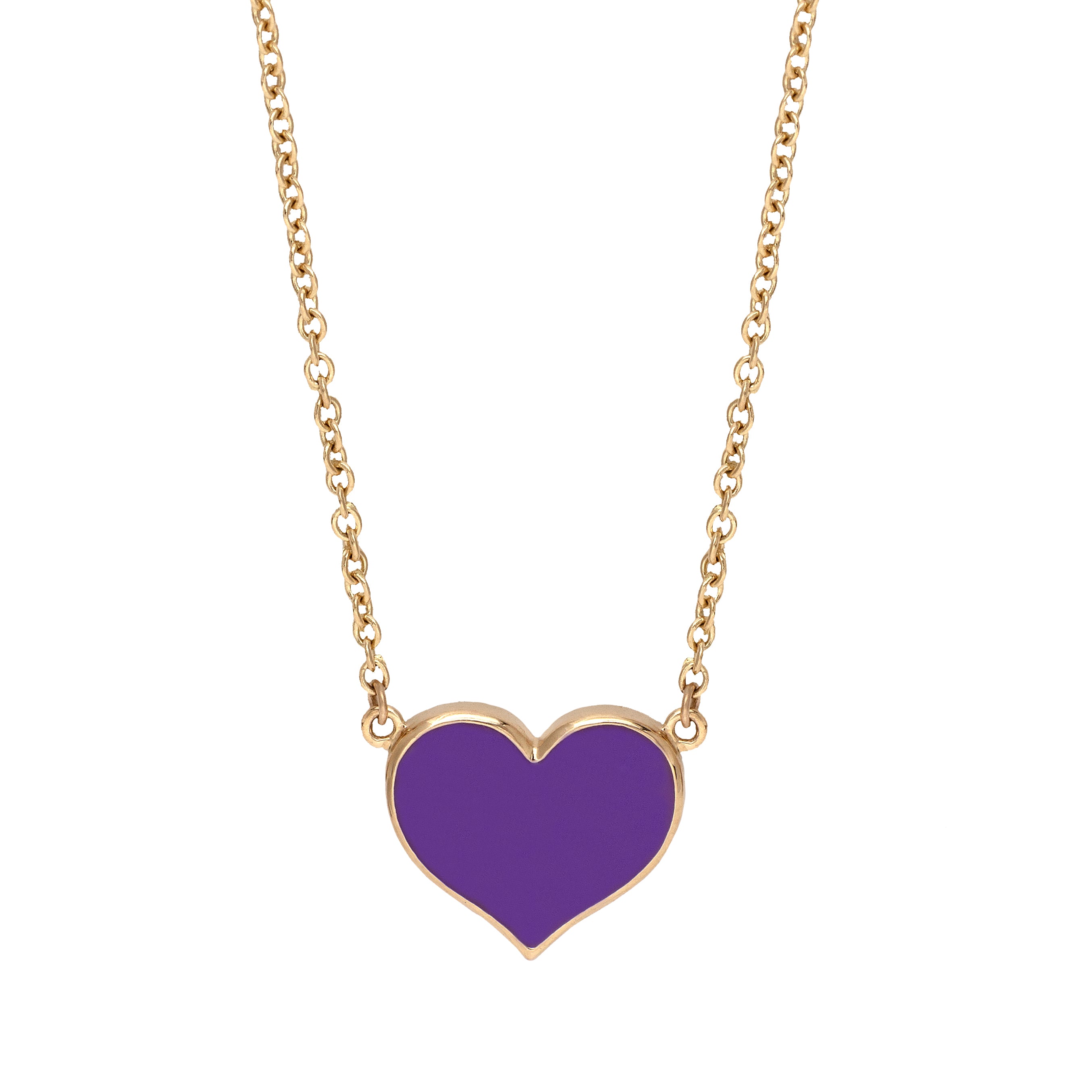 9ct Yellow Gold Purple Enamelled Heart Pendant