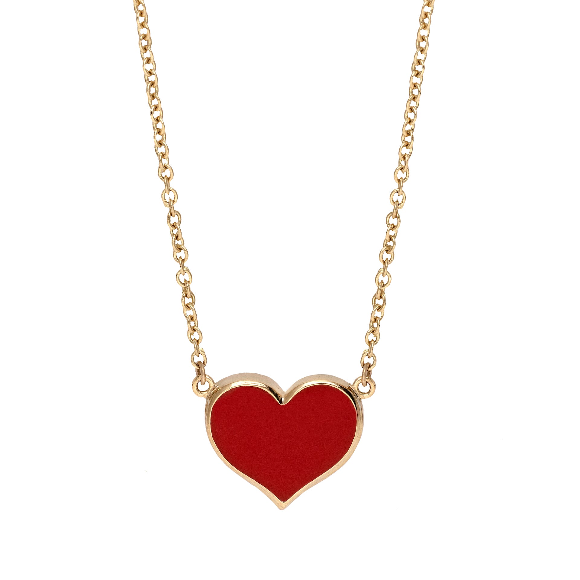 9ct Yellow Gold Red Enamelled Heart Pendant