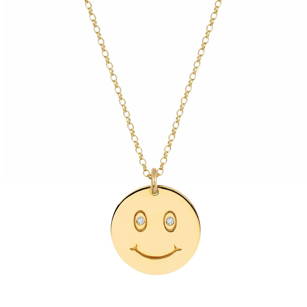 9ct Yellow Gold Smiley Pendant with Diamonds Small/Medium