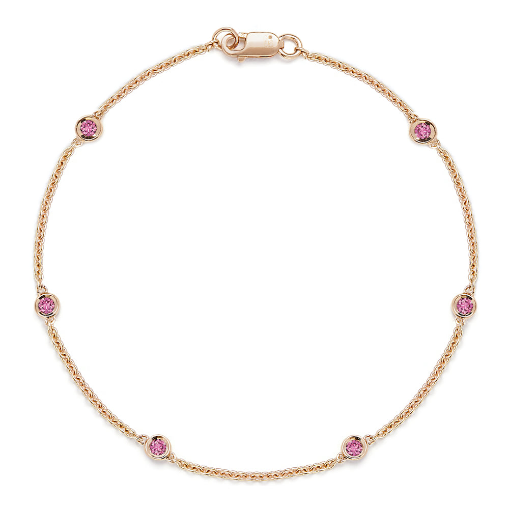 9ct Yellow Gold Chain Bracelet with Spectacle-Set Pink Tourmaline