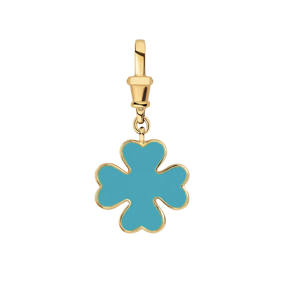 9ct Yellow Gold Turquoise Enamelled Clover Pendant