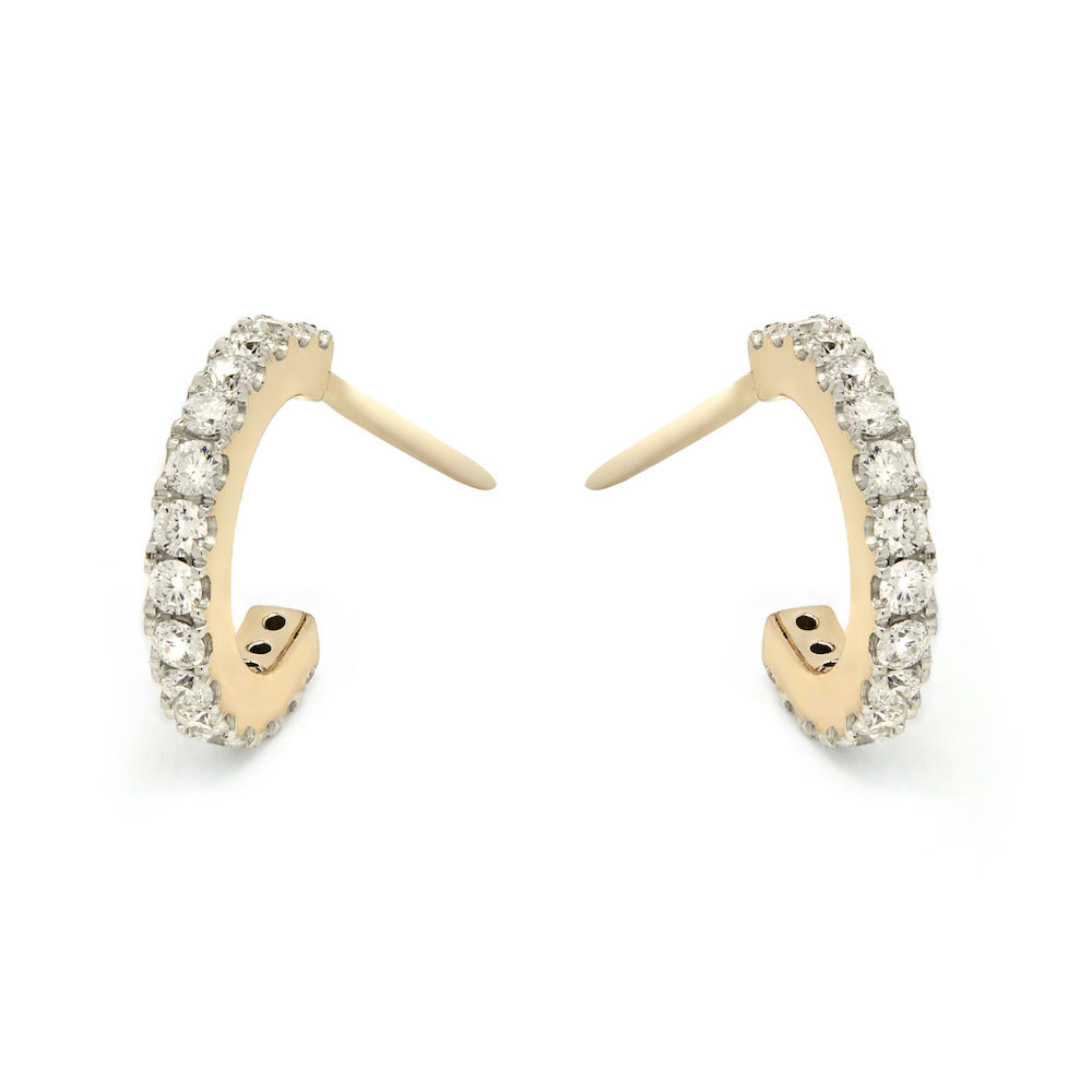 9ct Yellow Gold Hoop Earrings Pavé-Set with Diamond