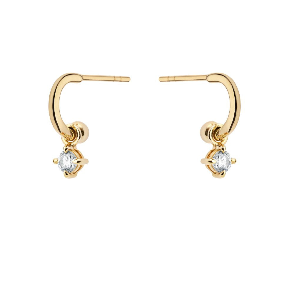 9ct Yellow Gold Hoop Earrings With Detachable Claw-Set Diamond Brilliants