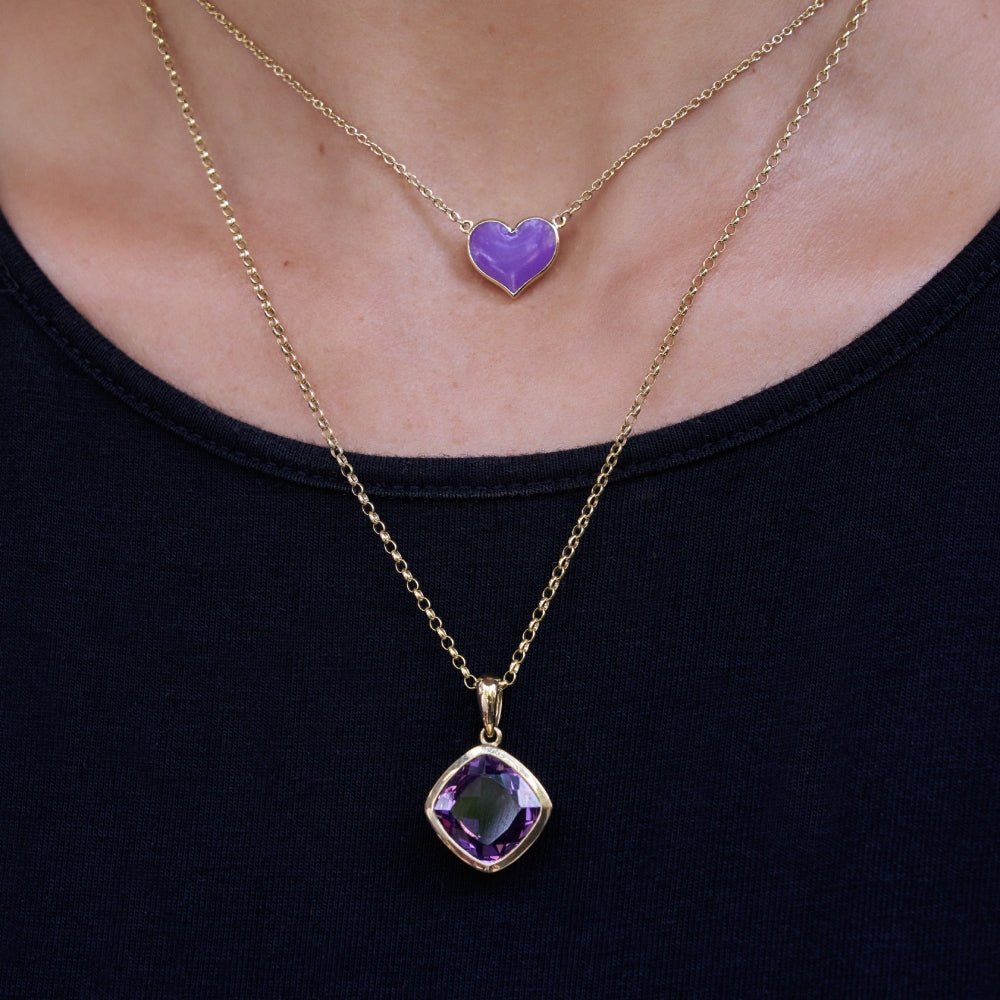 9ct Yellow Gold Red Enamelled Heart Pendant