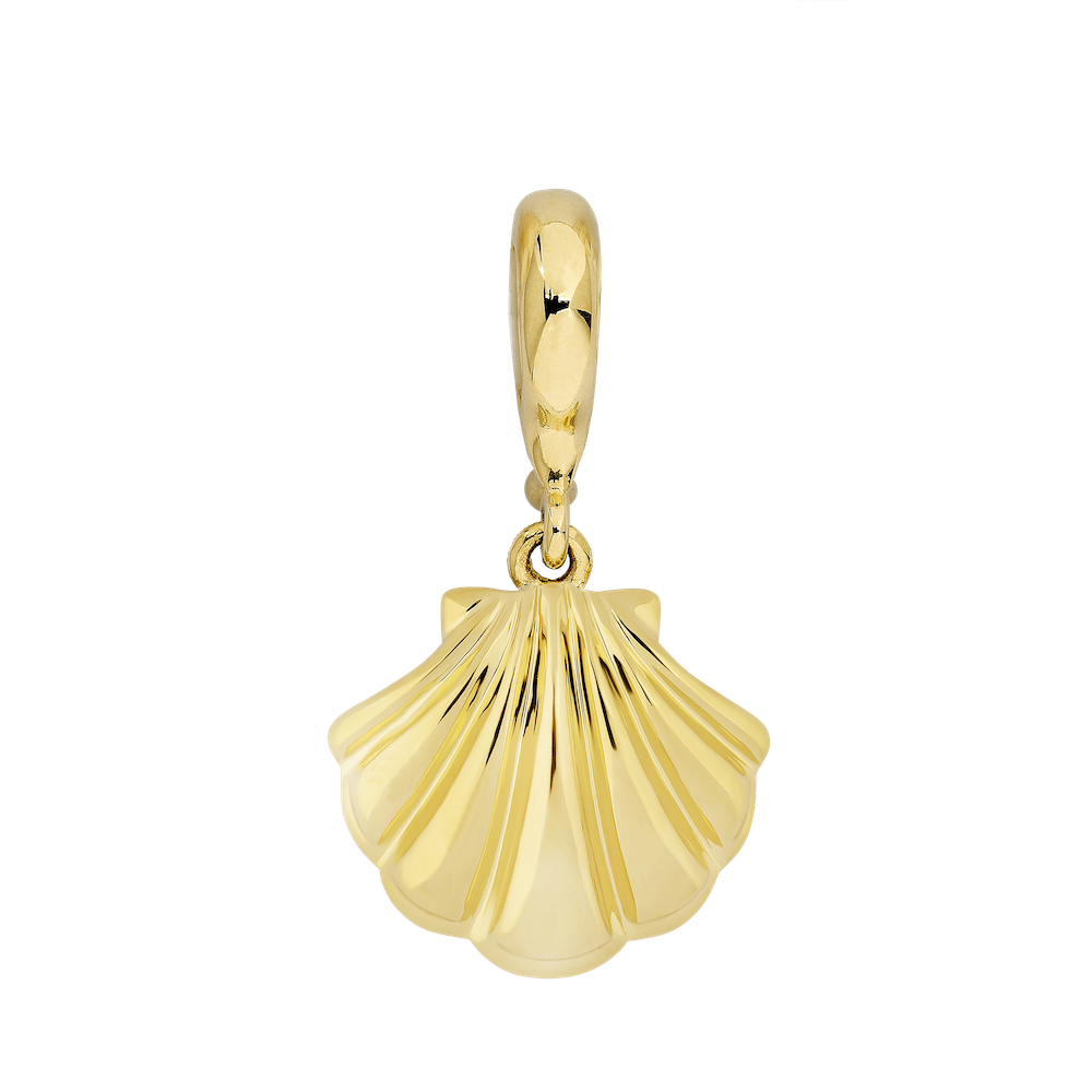 9ct Yellow Gold Plain Shell Necklace - Connector Loop (Small)