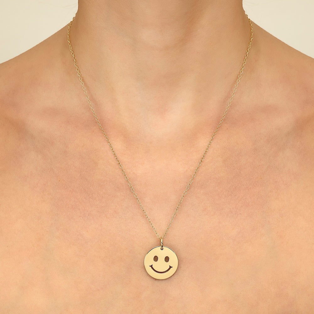 9ct Yellow Gold Cutout Smiley Necklace (Small/Large)