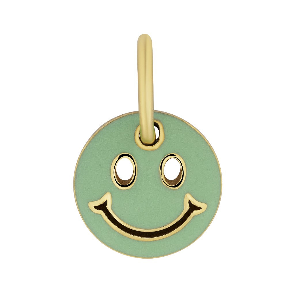 9ct Yellow Gold Reversible Cutout Smiley Necklace with Mint Green Enamel